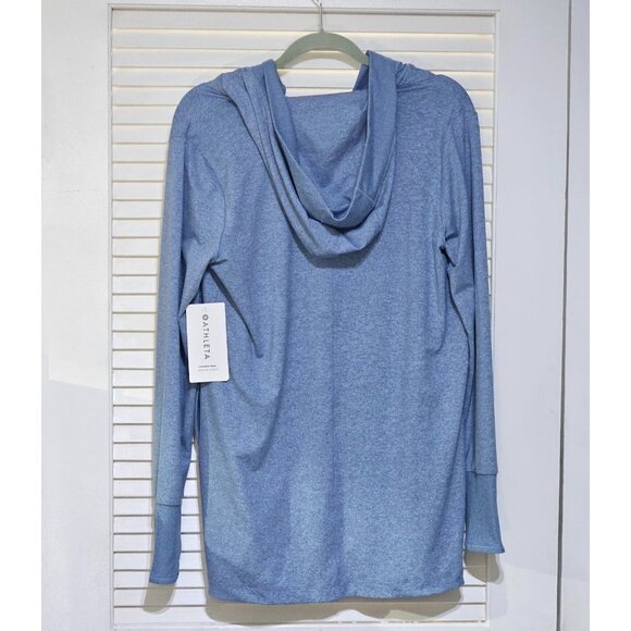 NWT Athleta Women's Blue Wrap Cardigan Quarry Hoodie Pockets Open Size S 2746 - Picture 12 of 14